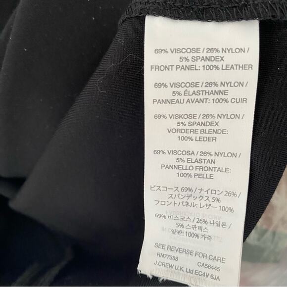 J. Crew Black Leather Panel Navy Blue Stripe Sheath Career Dress size 8 - Picture 7 of 8